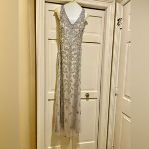 Aidan Mattox beaded silver gown